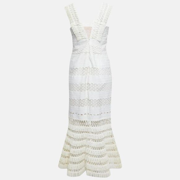 Jonathan Simkhai Off White Straw Trim Knit Sleeveless Midi Dress M - Picture 2 of 7